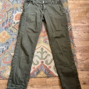 Vertex Olive Green Cargo-Style Skinny Pants